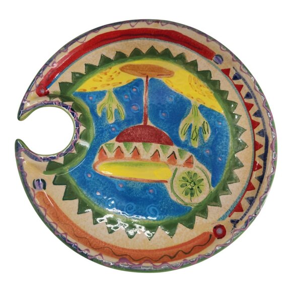 FIESTA Farida Zaman Ambiance Collection Ceramic 8" Handpainted Snack Plate - Picture 2 of 4